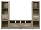 Meuble télé 3 pièces de 99 po avec gestion des câbles pour téléviseurs jusqu'à 65 po – MDF gris