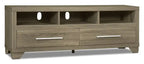 Meuble télé 3 pièces de 99 po avec gestion des câbles pour téléviseurs jusqu'à 65 po – MDF gris