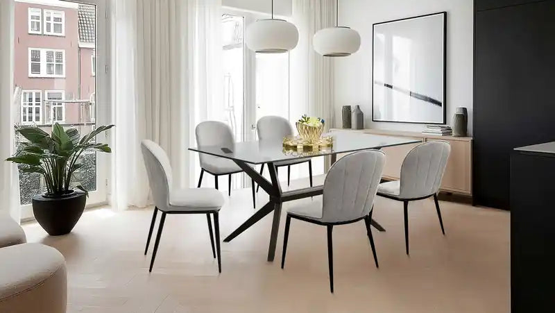 Chaise de salle à manger Ace avec tissu aspect lin