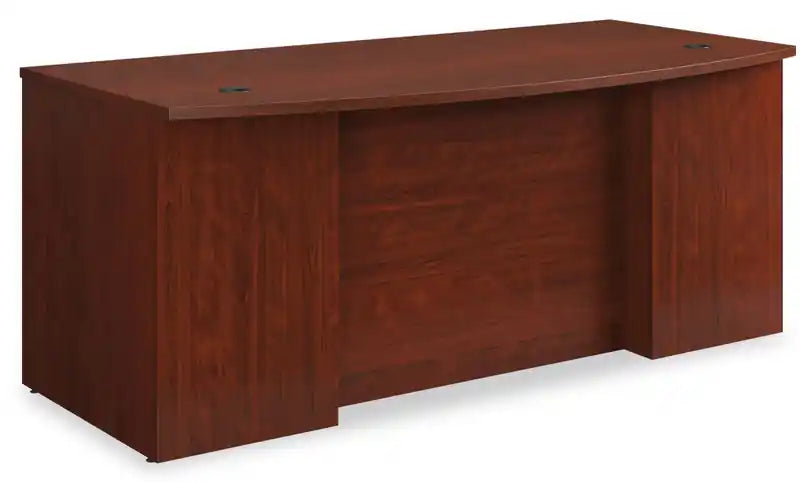 Bureau commercial de 180 cm avec plateau en mélamine de 2,5 cm, gestion des câbles et œillets passe-câbles – Cerisier classique