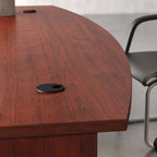 Bureau commercial de 180 cm avec plateau en mélamine de 2,5 cm, gestion des câbles et œillets passe-câbles – Cerisier classique