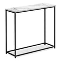 Alma 31.5 Modern Sofa Table - Marble Look with Black Metal Frame
