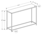 Table console moderne de 31,5 po avec plateau en stratifié imitation marbre et cadre en métal noir ouvert – Console d'entrée