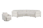Fauteuil inclinable pivotant motorisé en tissu Cindy Crawford Home Aspen 33,5 avec repose-pieds motorisé - Albâtre