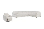 Fauteuil inclinable pivotant motorisé en tissu Cindy Crawford Home Aspen 33,5 avec repose-pieds motorisé - Albâtre