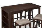 Ensemble de salle à manger Astoria 5 pièces hauteur comptoir avec table et 4 tabourets, étagères intégrées, 60 po L