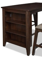 Ensemble de salle à manger Astoria 5 pièces hauteur comptoir avec table et 4 tabourets, étagères intégrées, 60 po L