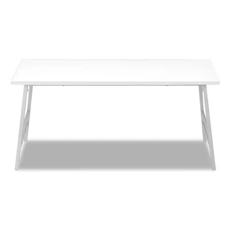 Table basse moderne Atlas 40 - Plateau blanc avec pieds en métal gris