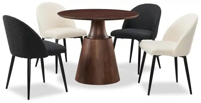 Table de salle à manger Bali, manguier, pied central, ronde 36 po de large