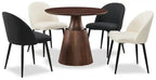 Table de salle à manger Bali, manguier, pied central, ronde 36 po de large