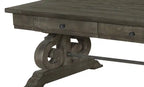 50 Table basse traditionnelle avec rangement – Pin marron foncé avec base en bois à volutes