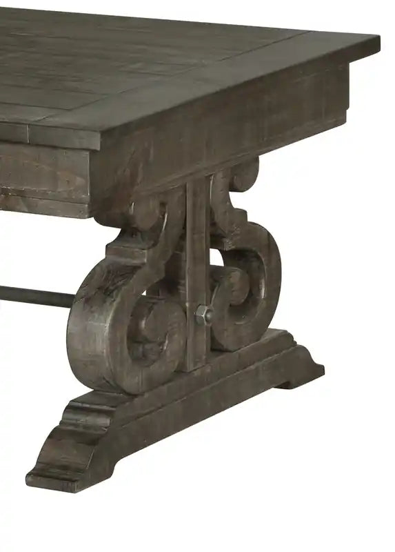 50 Table basse traditionnelle avec rangement – Pin marron foncé avec base en bois à volutes