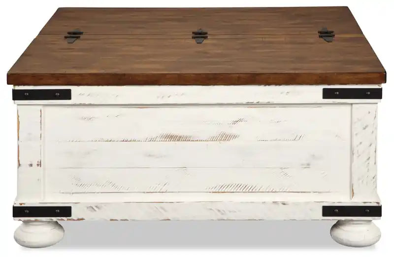 Benjy 36 Table basse rustique avec rangement – Bois bicolore