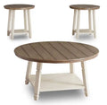 Bolanbrook 40 Rustic Round 3-Pack Coffee + 2 End Tables with Shelf - Two Tone Wood