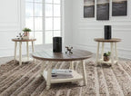 Bolanbrook 40 – Ensemble de 3 tables basses rondes rustiques avec 2 tables d'appoint avec étagère – Bois bicolore