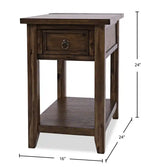 Table d'appoint Branson 16 avec rangement, étagère et port USB