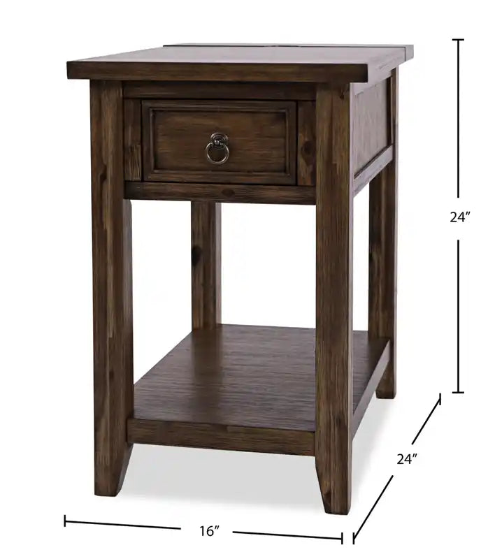 Table d'appoint Branson 16 avec rangement, étagère et port USB