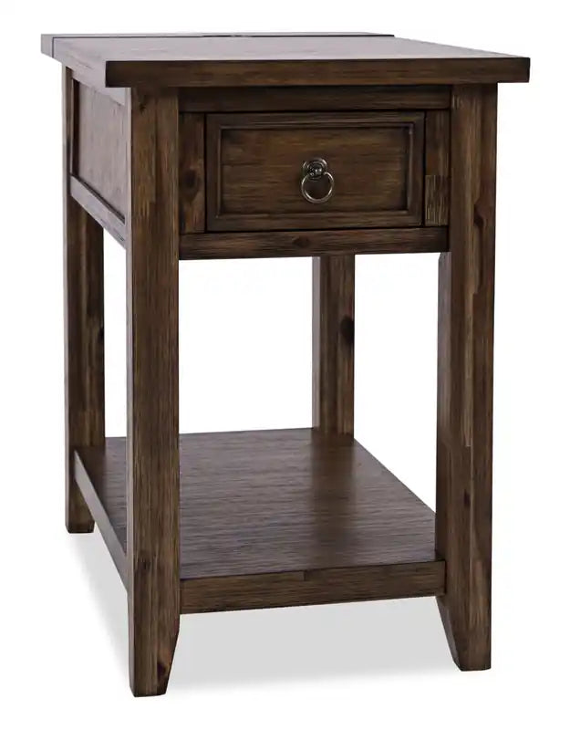 Table d'appoint Branson 16 avec rangement, étagère et port USB