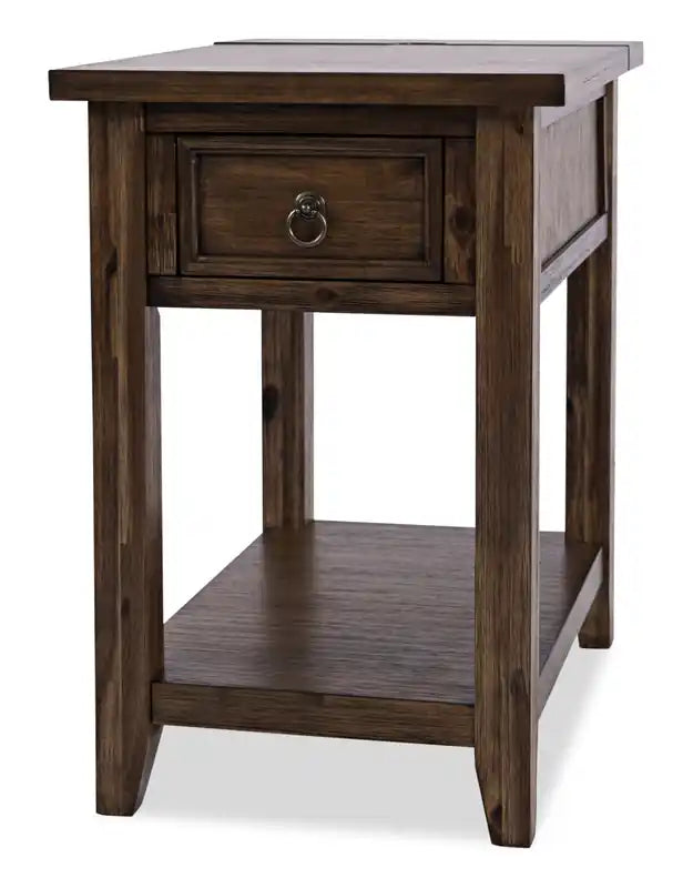 Table d'appoint Branson 16 avec rangement, étagère et port USB