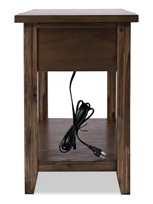 Table d'appoint Branson 16 avec rangement, étagère et port USB