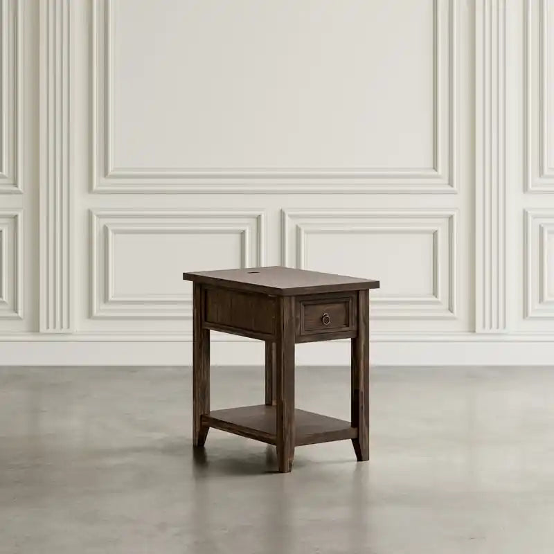 Table d'appoint Branson 16 avec rangement, étagère et port USB