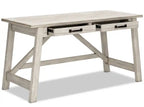 Bureau d'ordinateur moderne de 60 po de style campagnard avec 2 tiroirs – Fini blanchi, base à tréteaux