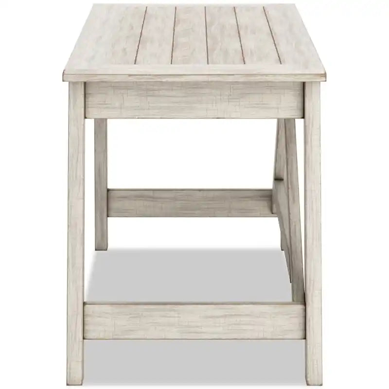 Bureau d'ordinateur moderne de 60 po de style campagnard avec 2 tiroirs – Fini blanchi, base à tréteaux