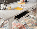 Bureau d'ordinateur moderne de 60 po de style campagnard avec 2 tiroirs – Fini blanchi, base à tréteaux