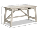 Bureau d'ordinateur moderne de 60 po de style campagnard avec 2 tiroirs – Fini blanchi, base à tréteaux