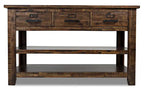 Table console rustique Casey 50 avec rangement et étagère - Bois marron
