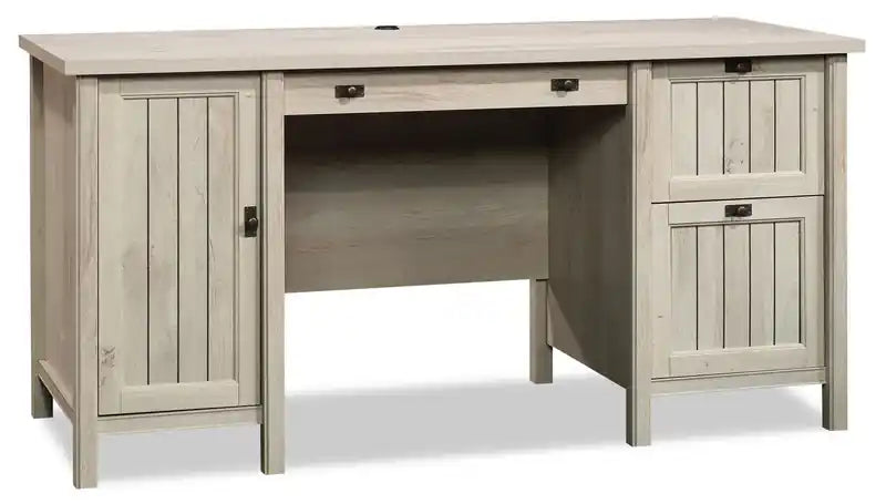 Costa 59.06 Commercial Grade Computer Office Desk with 2-Drawers & Cabinet - Chalked Chestnut