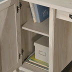 Bureau informatique de qualité commerciale de 150 cm avec 2 tiroirs, un classeur et une étagère réglable – Chêne cendré, garantie de 5 ans
