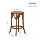 Tabouret de bar en rotin sans dossier, hauteur d'assise 61 cm, brun noyer – Bois massif, capacité 125 kg