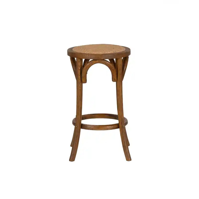 Tabouret de bar en rotin sans dossier, hauteur d'assise 61 cm, brun noyer – Bois massif, capacité 125 kg