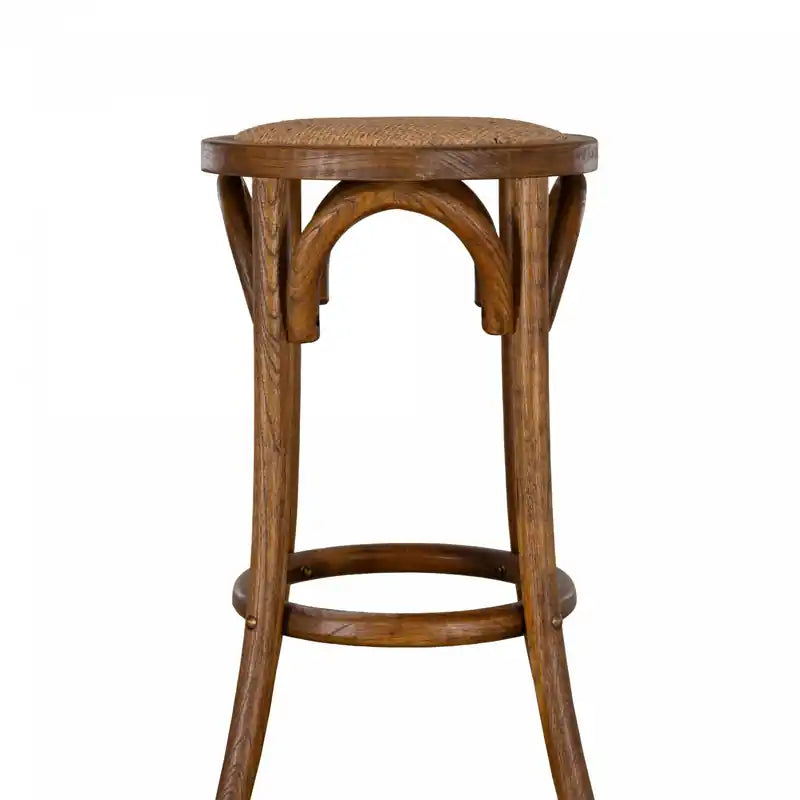 Tabouret de bar en rotin sans dossier, hauteur d'assise 61 cm, brun noyer – Bois massif, capacité 125 kg