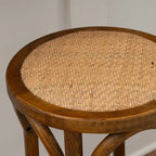 Tabouret de bar en rotin sans dossier, hauteur d'assise 61 cm, brun noyer – Bois massif, capacité 125 kg