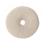 Pouf ottoman rond en coton tricoté – Fait main, beige, 62 cm de diamètre, capacité de 90 kg