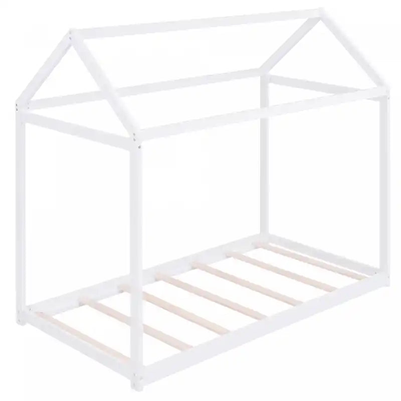 Susan Easy-clean Design Solid Wood House Bed With Roof Frame, Twin Size