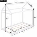 Lit cabane simple pour enfant avec cadre de toit – Pin blanc et bois d'ingénierie, design facile à nettoyer