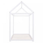 Lit cabane simple pour enfant avec cadre de toit – Pin blanc et bois d'ingénierie, design facile à nettoyer