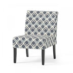 Fauteuil d'appoint Oliver en tissu effet lin avec pieds en hévéa – Bleu et gris