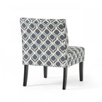 Fauteuil d'appoint Oliver en tissu effet lin avec pieds en hévéa – Bleu et gris