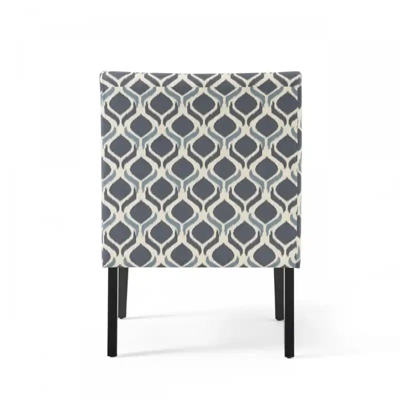 Fauteuil d'appoint Oliver en tissu effet lin avec pieds en hévéa – Bleu et gris