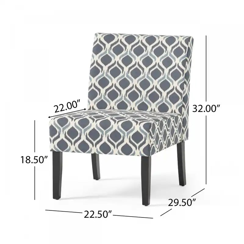 Fauteuil d'appoint Oliver en tissu effet lin avec pieds en hévéa – Bleu et gris