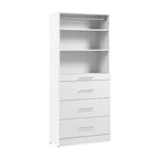 Bestar Florence 36 Modular Reach-In/Walk-In Closet System Tower with Shelves and 4 Drawers Slab Style