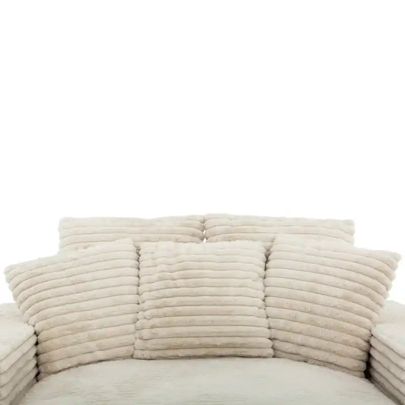 Banquette longue Sealy de 68 po en mousse Snug avec velours côtelé en fausse fourrure et base à ressorts ensachés – Confort douillet