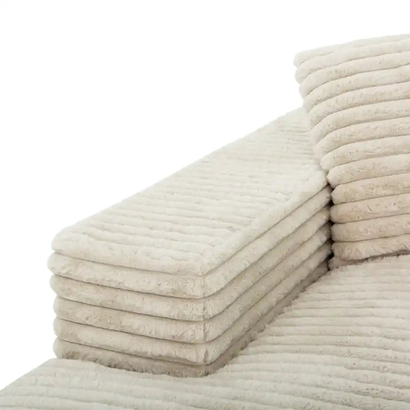 Banquette longue Sealy de 68 po en mousse Snug avec velours côtelé en fausse fourrure et base à ressorts ensachés – Confort douillet