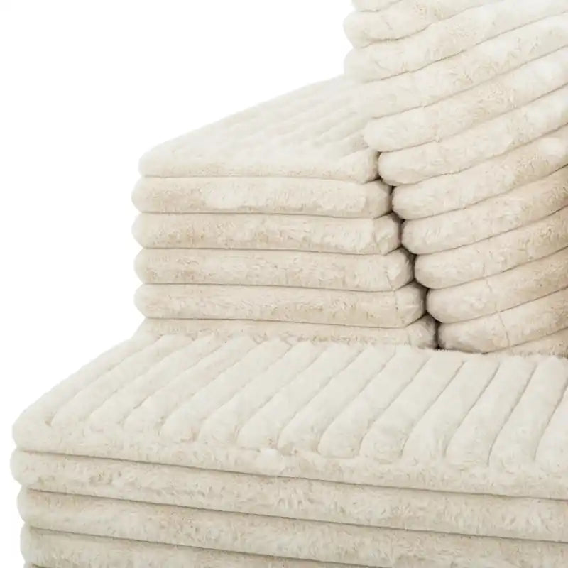 Banquette longue Sealy de 68 po en mousse Snug avec velours côtelé en fausse fourrure et base à ressorts ensachés – Confort douillet