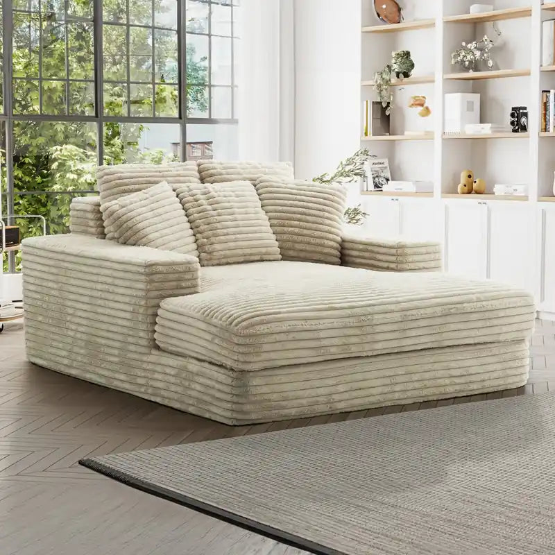 Banquette longue Sealy de 68 po en mousse Snug avec velours côtelé en fausse fourrure et base à ressorts ensachés – Confort douillet