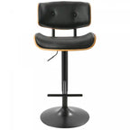 Tabouret de bar réglable pivotant mi-siècle LumiSource Lombardi – Similicuir capitonné, Noyer et Noir
